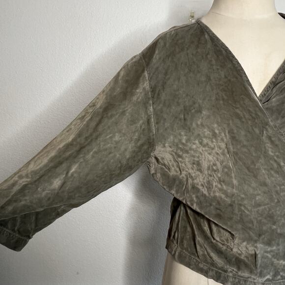 CP SHADES Velvet Wrap Top Blouse Dolman Olive Green Gothic Medium New Ab19 - Picture 2 of 9